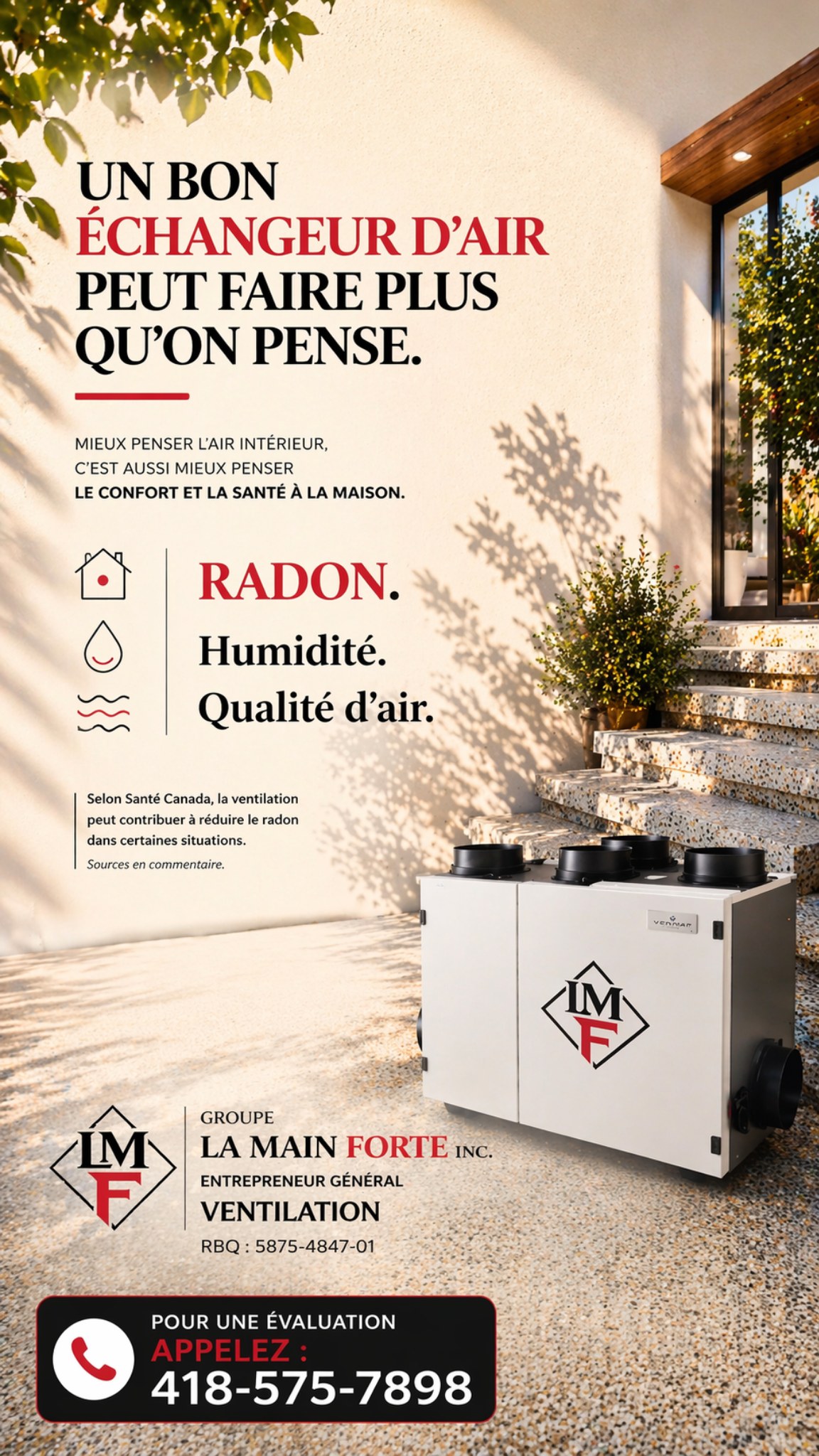 Échangeur d’air dans un décor architectural lumineux